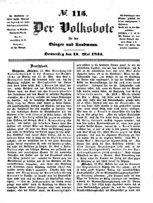 Der Volksbote für den Bürger und Landmann Donnerstag 15. Mai 1851