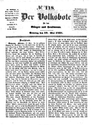 Der Volksbote für den Bürger und Landmann Sonntag 18. Mai 1851