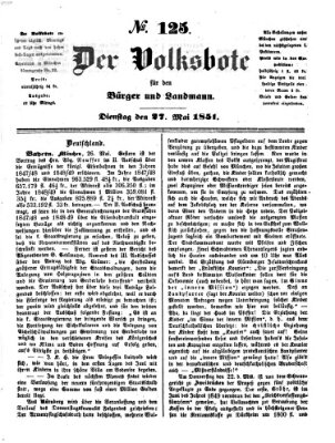 Der Volksbote für den Bürger und Landmann Dienstag 27. Mai 1851