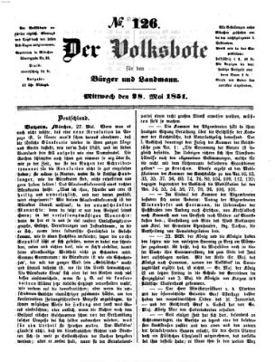 Der Volksbote für den Bürger und Landmann Mittwoch 28. Mai 1851