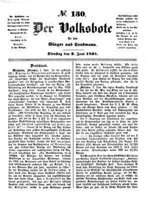 Der Volksbote für den Bürger und Landmann Dienstag 3. Juni 1851