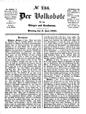 Der Volksbote für den Bürger und Landmann Sonntag 8. Juni 1851