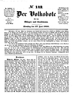 Der Volksbote für den Bürger und Landmann Dienstag 17. Juni 1851