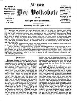 Der Volksbote für den Bürger und Landmann Sonntag 29. Juni 1851