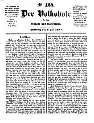 Der Volksbote für den Bürger und Landmann Mittwoch 2. Juli 1851