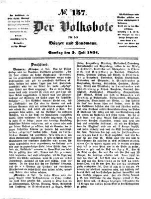 Der Volksbote für den Bürger und Landmann Samstag 5. Juli 1851