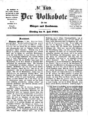 Der Volksbote für den Bürger und Landmann Dienstag 8. Juli 1851