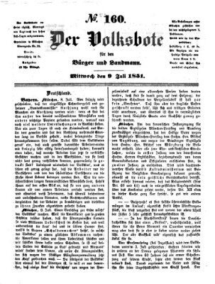 Der Volksbote für den Bürger und Landmann Mittwoch 9. Juli 1851