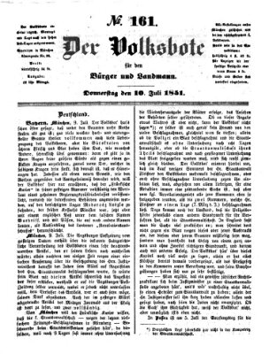 Der Volksbote für den Bürger und Landmann Donnerstag 10. Juli 1851