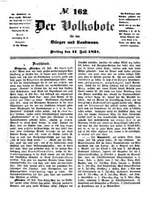 Der Volksbote für den Bürger und Landmann Freitag 11. Juli 1851