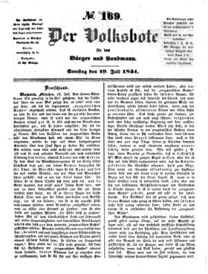 Der Volksbote für den Bürger und Landmann Samstag 19. Juli 1851