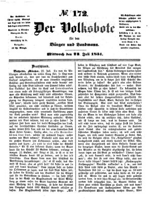 Der Volksbote für den Bürger und Landmann Mittwoch 23. Juli 1851