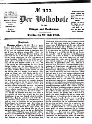 Der Volksbote für den Bürger und Landmann Dienstag 29. Juli 1851