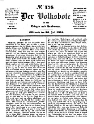 Der Volksbote für den Bürger und Landmann Mittwoch 30. Juli 1851