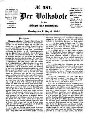 Der Volksbote für den Bürger und Landmann Samstag 2. August 1851