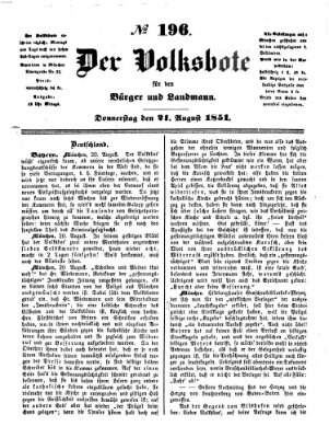 Der Volksbote für den Bürger und Landmann Donnerstag 21. August 1851