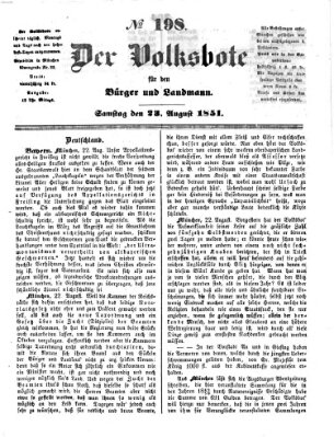 Der Volksbote für den Bürger und Landmann Samstag 23. August 1851