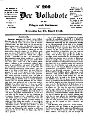 Der Volksbote für den Bürger und Landmann Donnerstag 28. August 1851