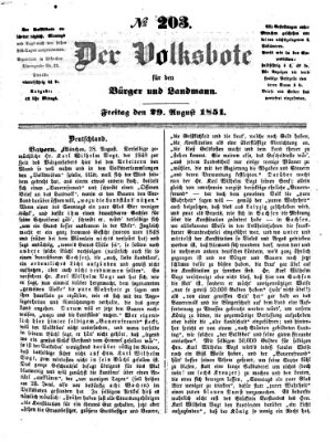 Der Volksbote für den Bürger und Landmann Freitag 29. August 1851