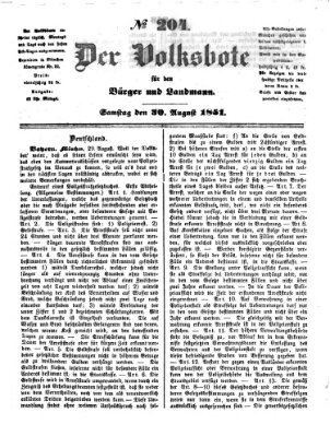 Der Volksbote für den Bürger und Landmann Samstag 30. August 1851