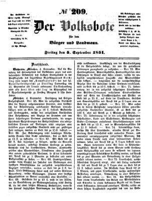 Der Volksbote für den Bürger und Landmann Freitag 5. September 1851