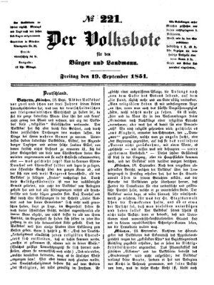 Der Volksbote für den Bürger und Landmann Freitag 19. September 1851