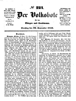 Der Volksbote für den Bürger und Landmann Dienstag 23. September 1851