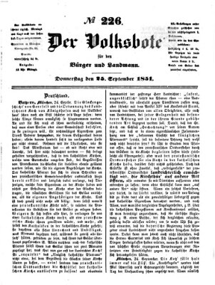 Der Volksbote für den Bürger und Landmann Donnerstag 25. September 1851