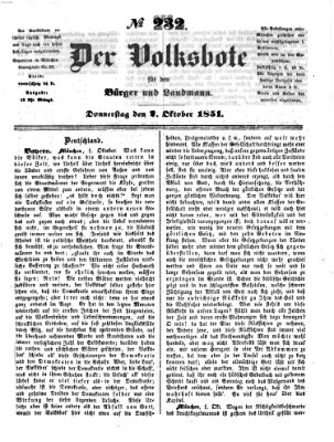 Der Volksbote für den Bürger und Landmann Donnerstag 2. Oktober 1851