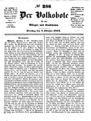 Der Volksbote für den Bürger und Landmann Dienstag 7. Oktober 1851