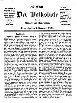 Der Volksbote für den Bürger und Landmann Donnerstag 6. November 1851