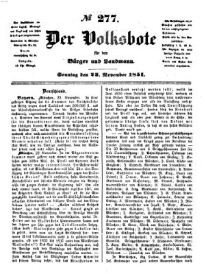 Der Volksbote für den Bürger und Landmann Sonntag 23. November 1851