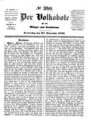 Der Volksbote für den Bürger und Landmann Donnerstag 27. November 1851