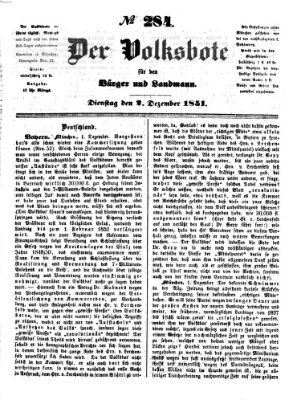 Der Volksbote für den Bürger und Landmann Dienstag 2. Dezember 1851