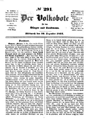 Der Volksbote für den Bürger und Landmann Mittwoch 10. Dezember 1851