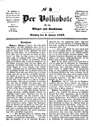 Der Volksbote für den Bürger und Landmann Samstag 3. Januar 1852