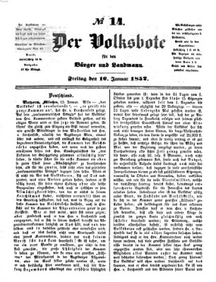 Der Volksbote für den Bürger und Landmann Freitag 16. Januar 1852