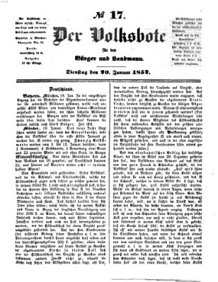 Der Volksbote für den Bürger und Landmann Dienstag 20. Januar 1852