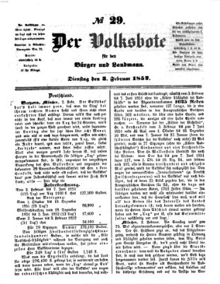 Der Volksbote für den Bürger und Landmann Dienstag 3. Februar 1852