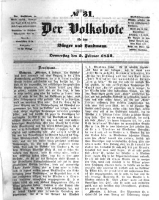 Der Volksbote für den Bürger und Landmann Donnerstag 5. Februar 1852