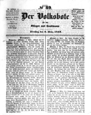 Der Volksbote für den Bürger und Landmann Dienstag 9. März 1852