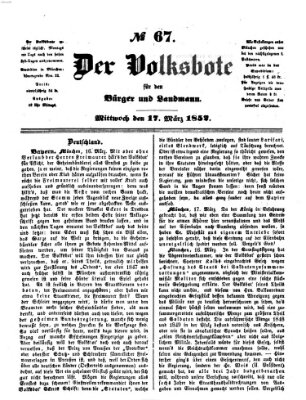 Der Volksbote für den Bürger und Landmann Mittwoch 17. März 1852