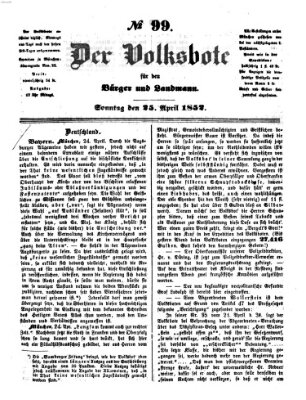 Der Volksbote für den Bürger und Landmann Sonntag 25. April 1852