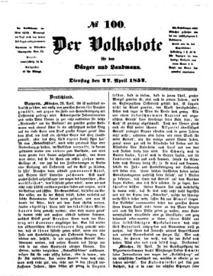 Der Volksbote für den Bürger und Landmann Dienstag 27. April 1852