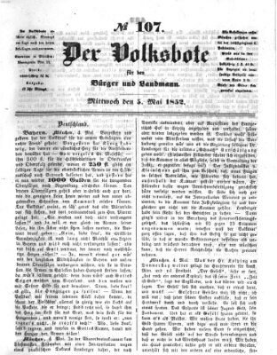 Der Volksbote für den Bürger und Landmann Mittwoch 5. Mai 1852