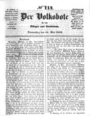 Der Volksbote für den Bürger und Landmann Donnerstag 13. Mai 1852