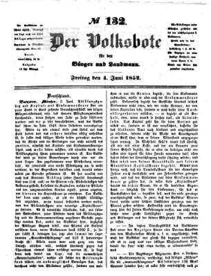 Der Volksbote für den Bürger und Landmann Freitag 4. Juni 1852