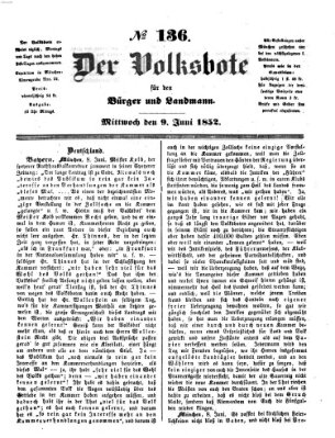 Der Volksbote für den Bürger und Landmann Mittwoch 9. Juni 1852