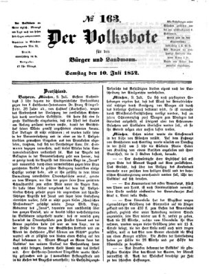 Der Volksbote für den Bürger und Landmann Samstag 10. Juli 1852