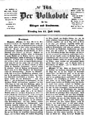 Der Volksbote für den Bürger und Landmann Dienstag 13. Juli 1852